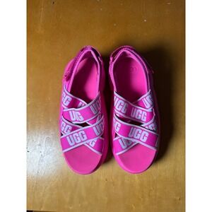 UGG LA Shores Rock Rose Pink Logo Elastic Strap Platform Sandals Womens‎ 6